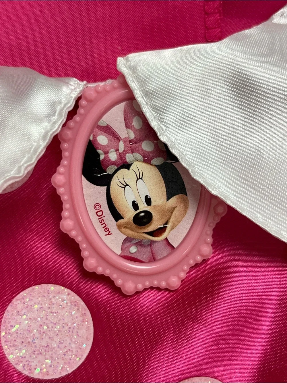 Disney Just Play Minnie Mouse Costume Dress Skirt Glitter Bows Girl’s Size 4-6X.